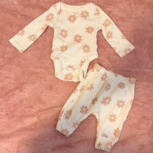 Cloud Island Cream and Pink Floral Kids Matching Set